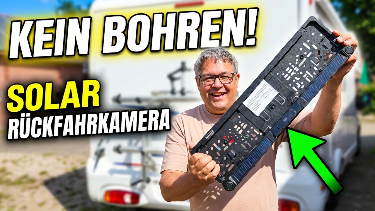 Rückfahrkamera fürs Wohnmobil OHNE KABEL & BOHREN! Bergmann & Koch BKRT7 Solar Nummernschild System