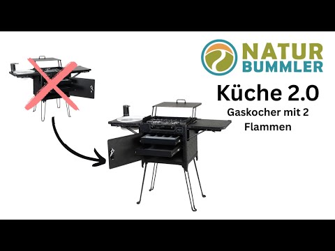 Mobile Naturbummler Küche 2.0 mit 2 Flammen Gaskocher & Naturbummler Dachzelt Flitzer 1 XL